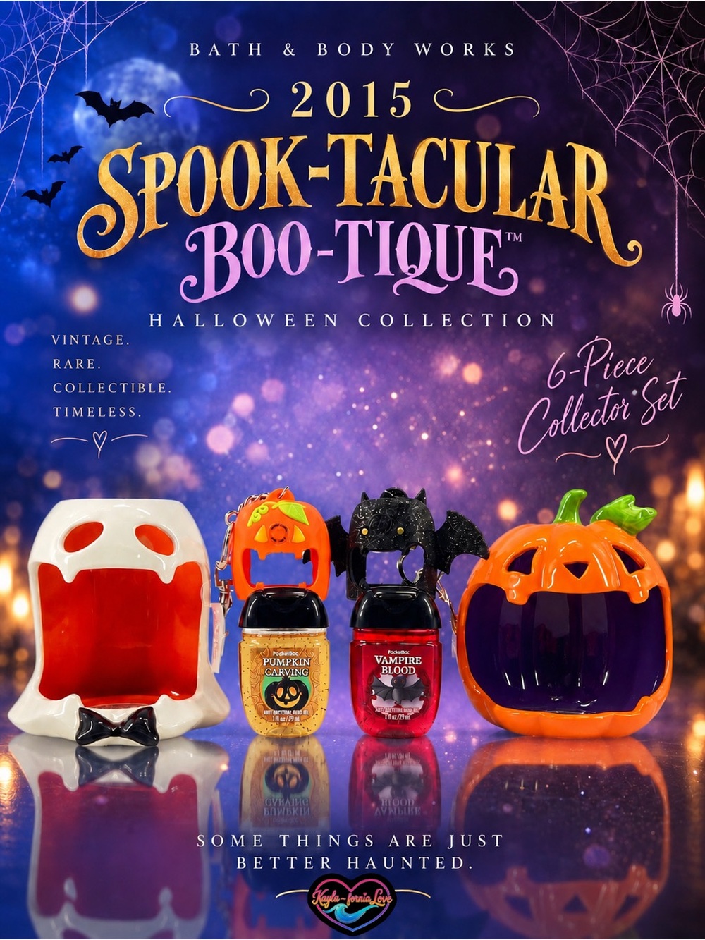 Rare BBW Halloween 6Pc Light-Up PocketBac Ghost Pumpkin Carving Vampire Blood